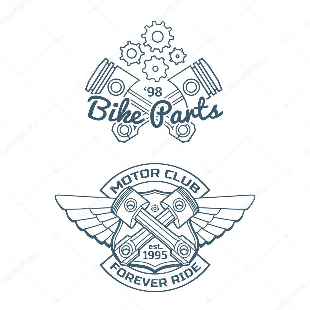 Set of motor vintage labels, set of emblems
