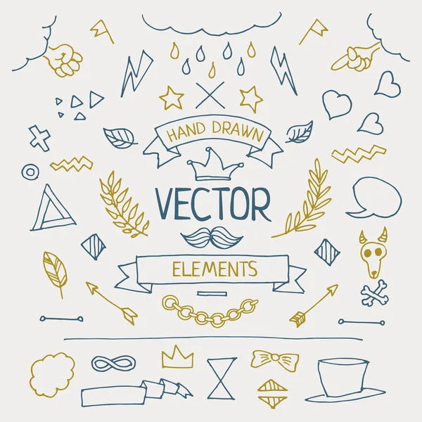 Set di elementi disegnati a mano — Vettoriale Stock