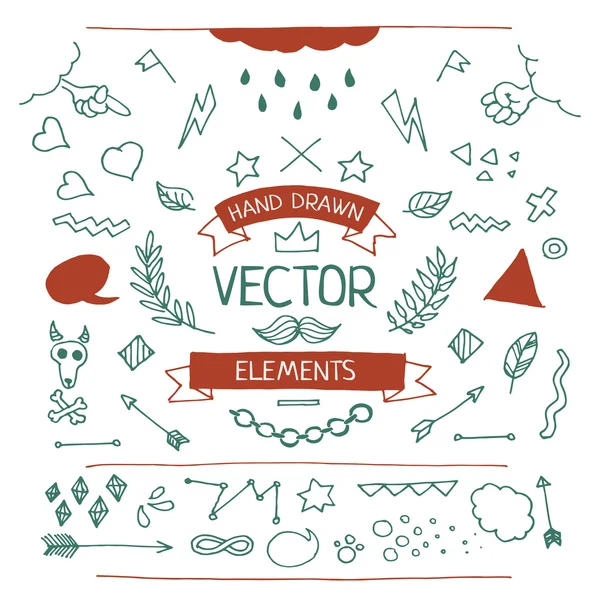 Conjunto de elementos desenhados à mão — Vetor de Stock