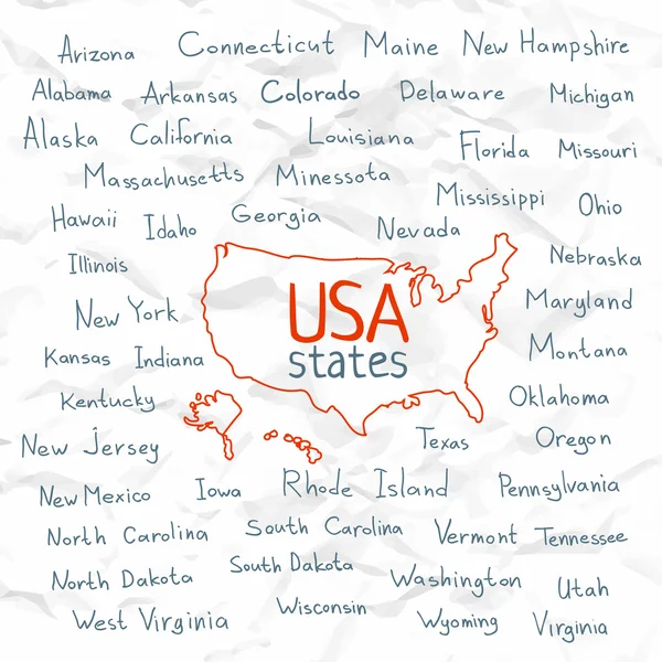 Illustration vectorielle des états américains dessinés à la main — Image vectorielle