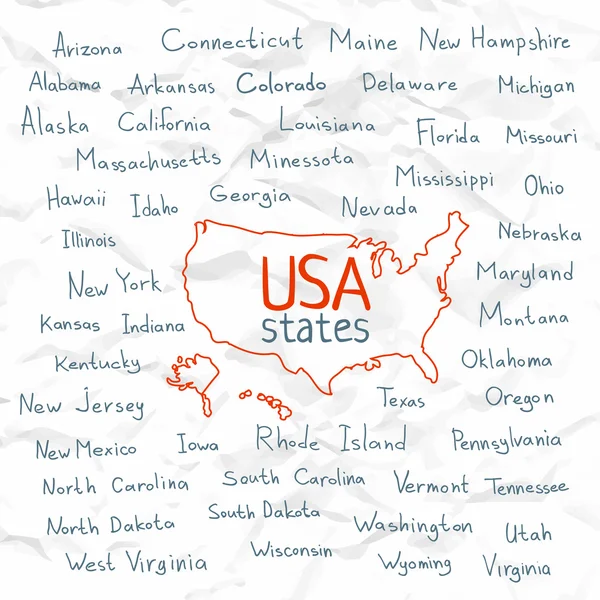 Hand Drawn USA states vector illustration — Stock Vector