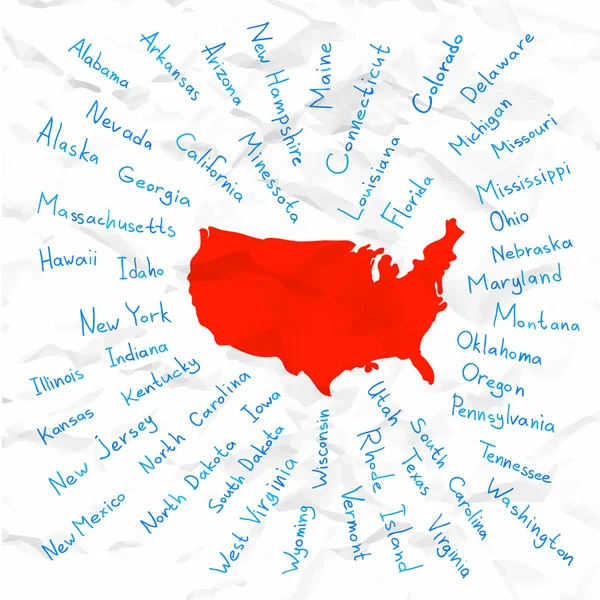 Illustration vectorielle des états américains dessinés à la main — Image vectorielle