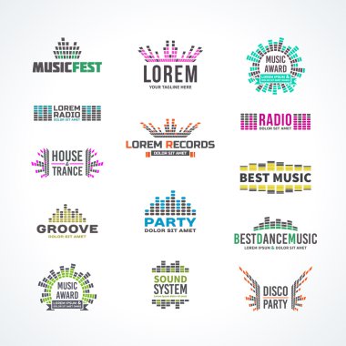 İlk büyük set müzik ekolayzer amblemi vektör öğeleri
