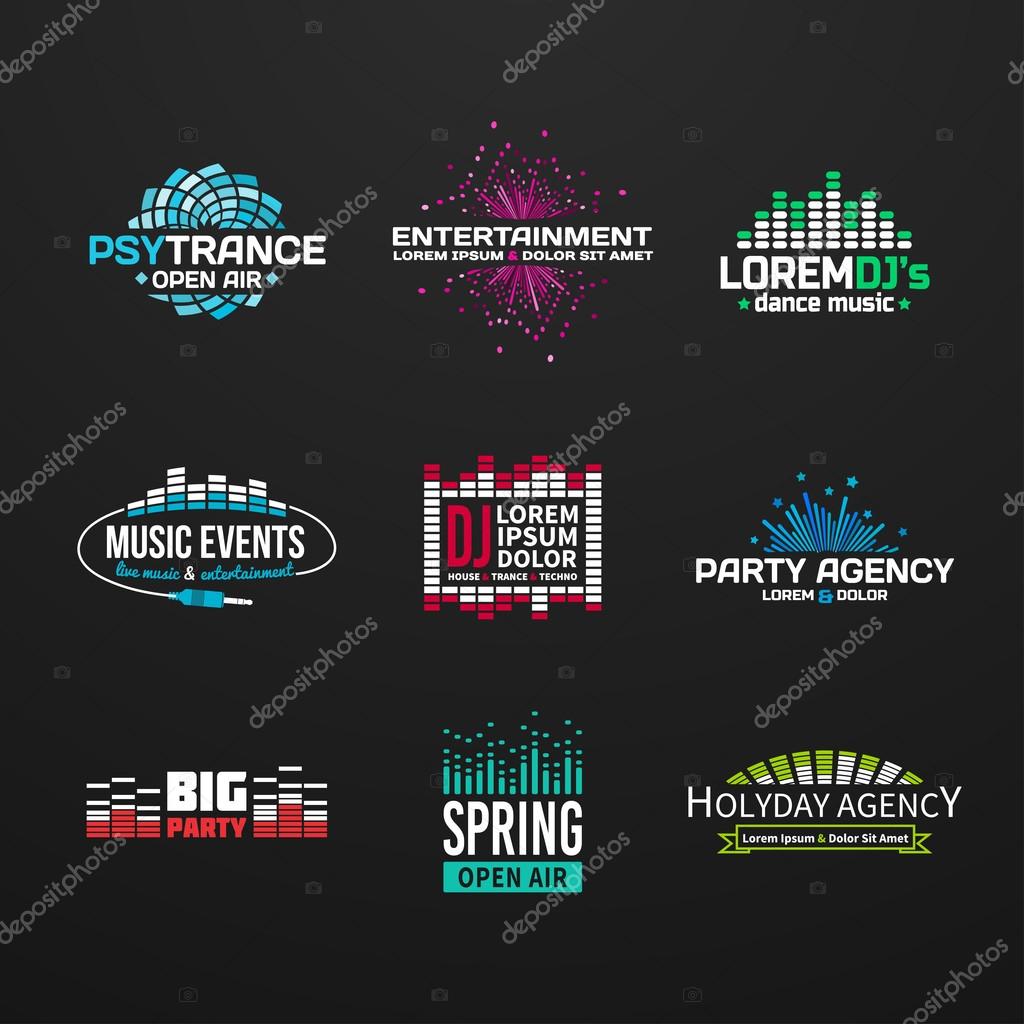 Third music equalizer emblem elements set separated