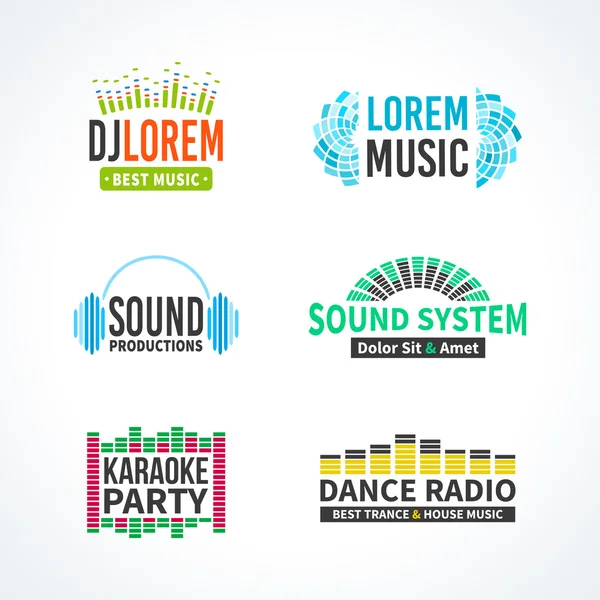 Fourth set of dj music equalizer logo vector — Stock Vector