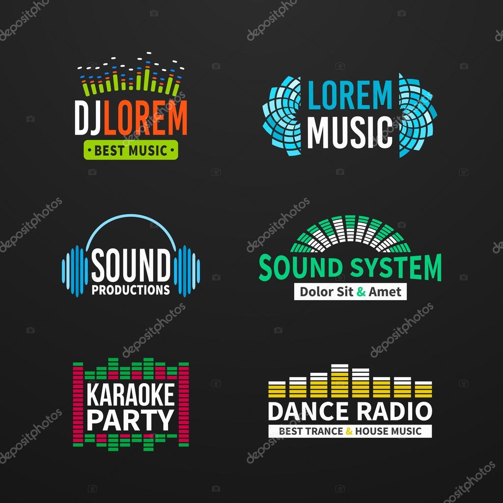 Fourth music equalizer emblem elements set separated