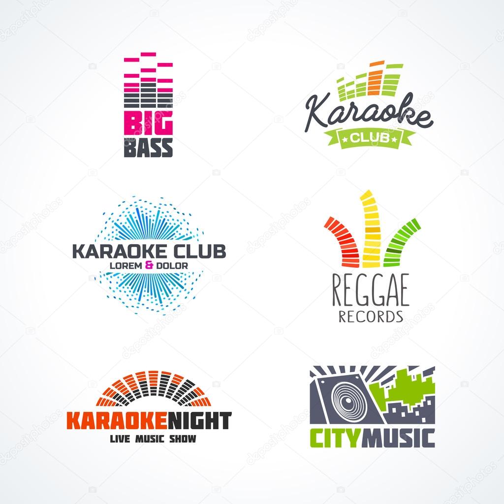 Fifth set of dj music equalizer logo vector