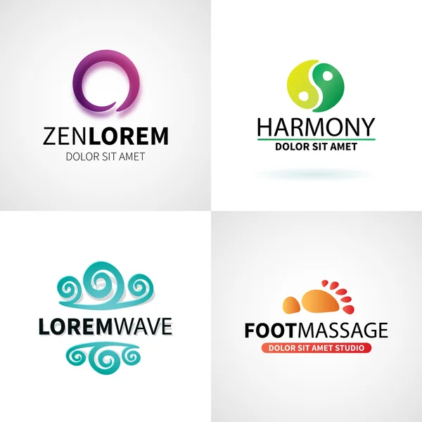 Zestaw naturalne spa Joga wellness medytacji masaż logo elementów wektora — Wektor stockowy