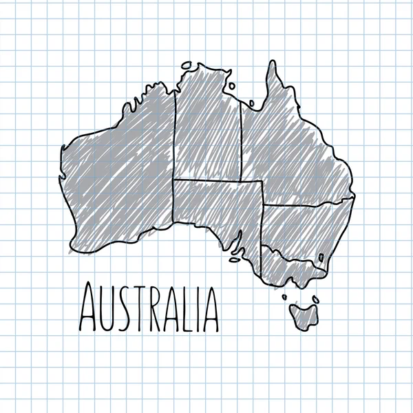 Pen hand drawn Australia map vector on paper illustration — Stock Vector