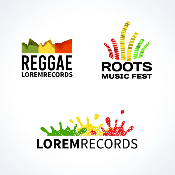 Conjunto de elementos vectoriales de emblema de logotipo ecualizador de música reggae — Vector de stock