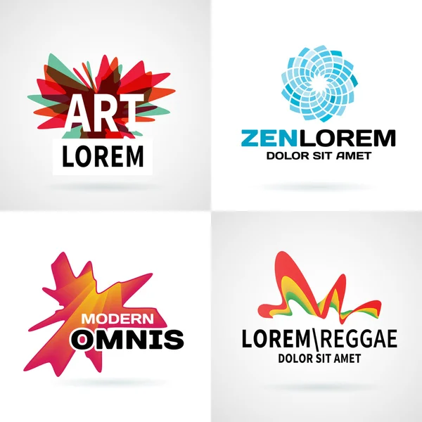 Набор современных красочных абстрактных элементов логотипа — стоковый вектор