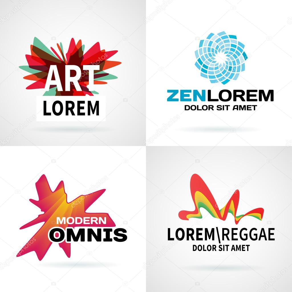 Set of modern color abstract logo emblem vector design elements