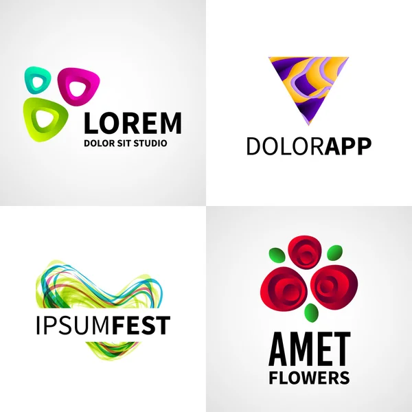 Modern kreatív színes absztrakt virág fest stúdióban logó jelképet vektor látványelemek csoportja — Stock Vector