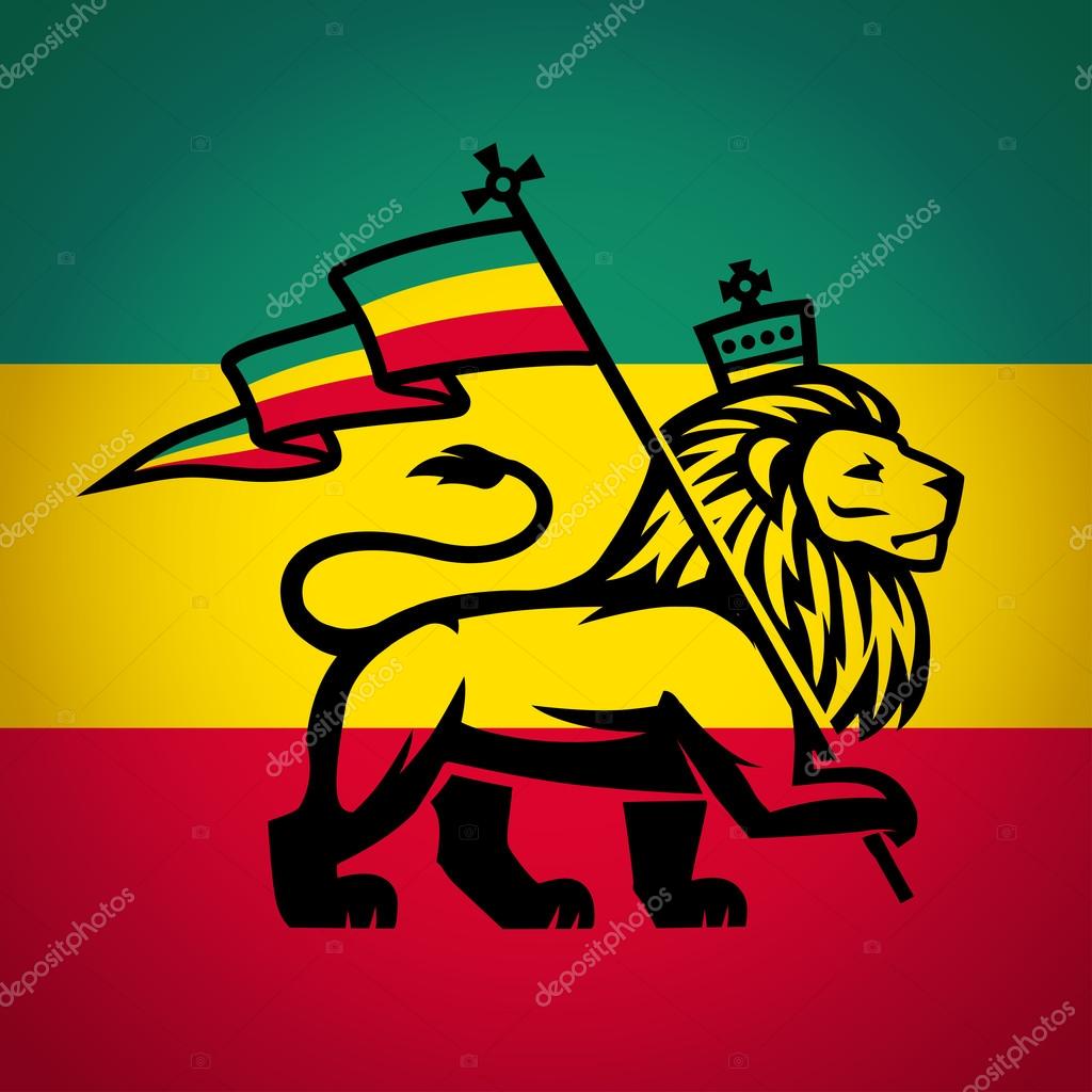 Judah lion with a rastafari flag. King of Zion logo illustration. Reggae  music vector design Stock Vector Image by ©gromovpro #75980449