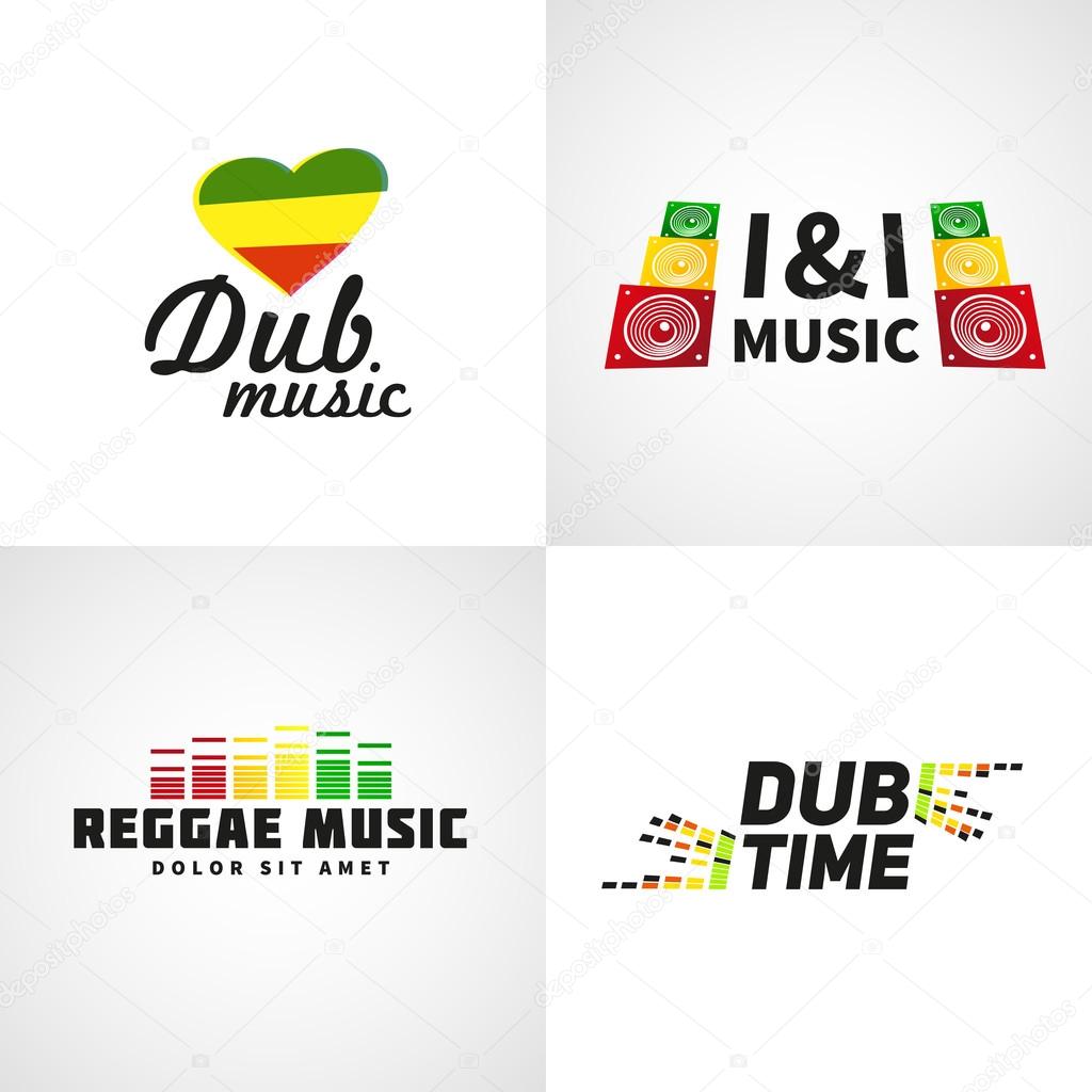 Set of africa flag logo design. Jamaica music vector template. Colorful dub time company concept