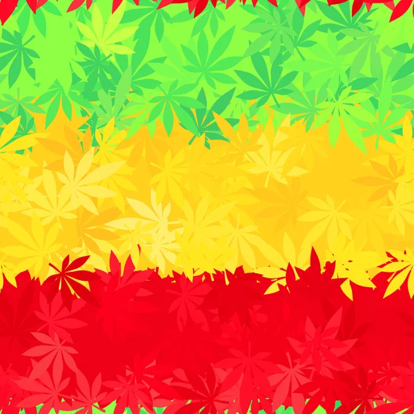 Éthiopie drapeau motif sans couture. Vecteur de musique reggae Jamaïque. Conception de thème africain coloré. Feuilles de cannabis positives fond . — Image vectorielle