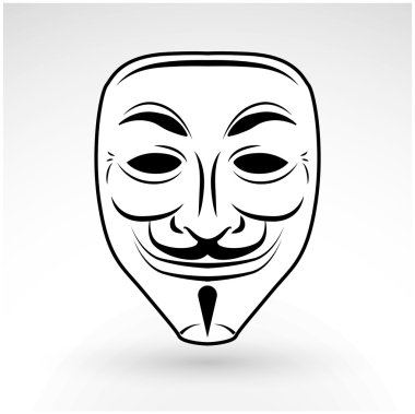 Anonim maskesi vektör simgesi. Hacker logo tasarımı. Suç maskeli balo tasarım arka plan. Sakal şakacı illüstrasyon.