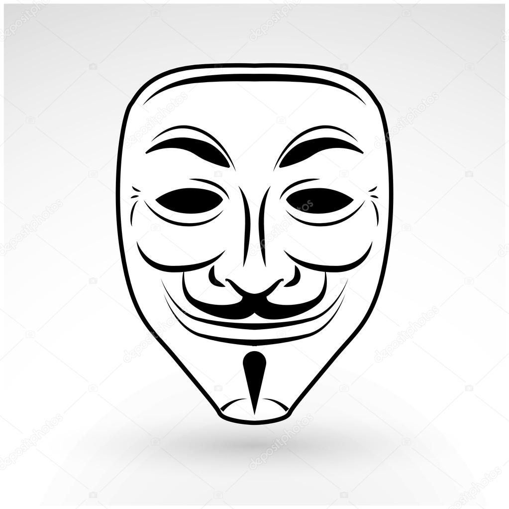 Anonymous mask vector icon. Hacker logo design. Criminal masquerade design background. Beard Jester illustration