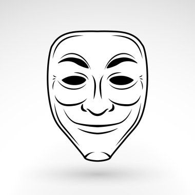 Anonymous mask vector icon. trickster logo template concept. Criminal masquerade design background. Jester face illustration