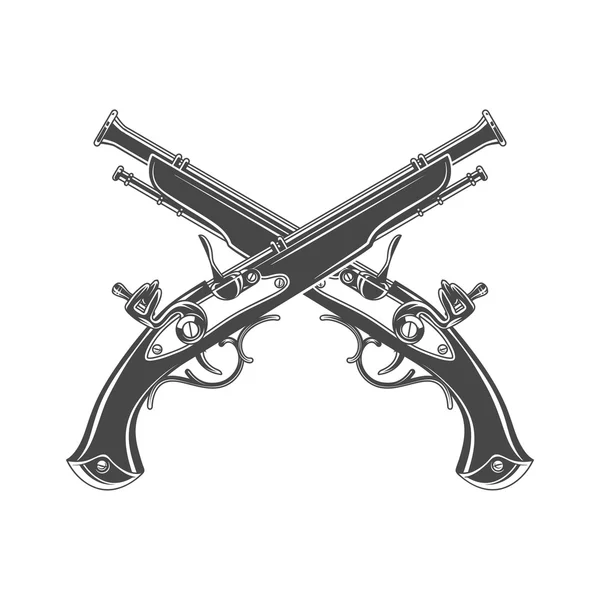 Вектор мушкета. Шаблон логотипа оружейной. Викторианский дизайн футболки. Концепция эмблемы пистолета Steampunk . — стоковый вектор