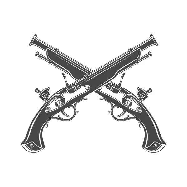 Firelock musket vector. Armoury logo template. Victorian t-shirt design. Steampunk pistol insignia concept.