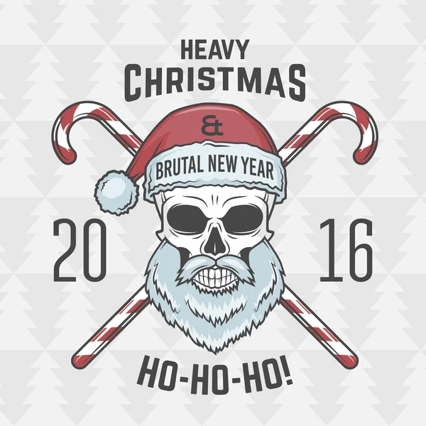 Kötü Santa Claus motorcu şekerler baskı tasarımı ile. Vintage ağır metal Noel portre. Rock and roll 2016 yeni yıl t-shirt illüstrasyon.