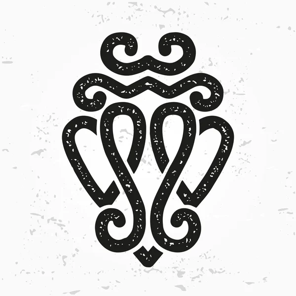 Luckenbooth Broszka wektor element projektu. Vintage szkocki dwa serca kształt symbolu koncepcja logo. Walentynki lub wesele ilustracja na tło grunge. — Wektor stockowy