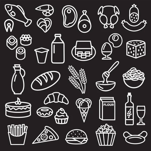 Ícones de comida definir esboço — Vetor de Stock