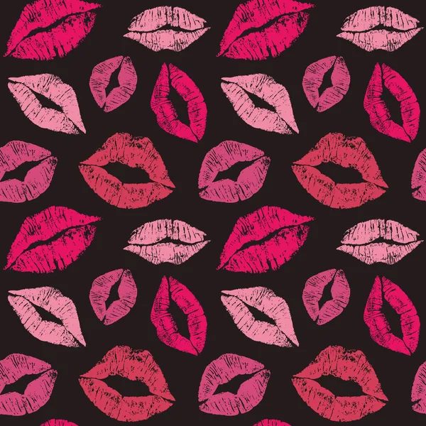 Vrouwelijke Lippen Lipstick Kus Naadloos Patroon Cosmetica Liefde Achtergrond Illustratie — Stockvector