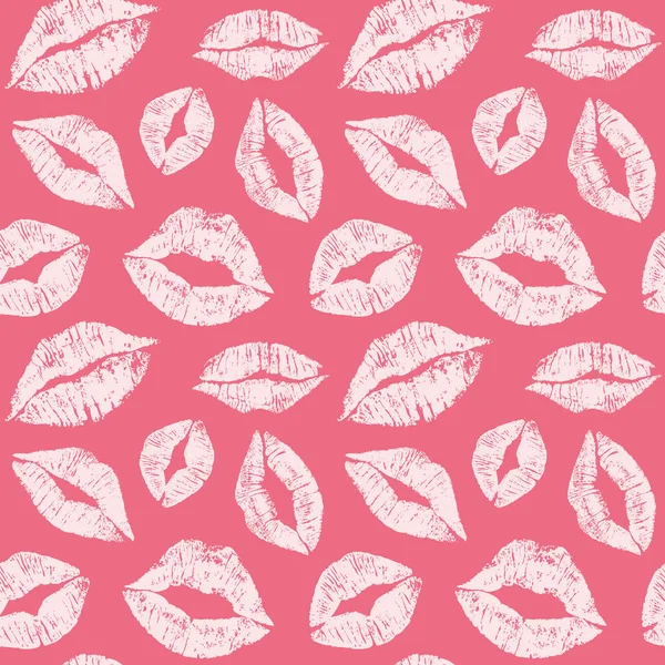 女性唇膏吻无缝图案化妆品和爱情背景图解 — 图库矢量图片