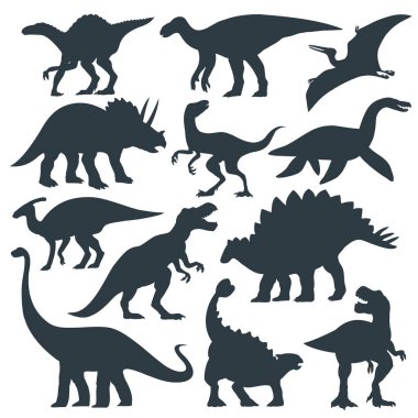 Büyük bir dinozor silueti çizilmiş el çizimi. Beyaz arkaplanda izole edilmiş hayvan vektörü çizimi