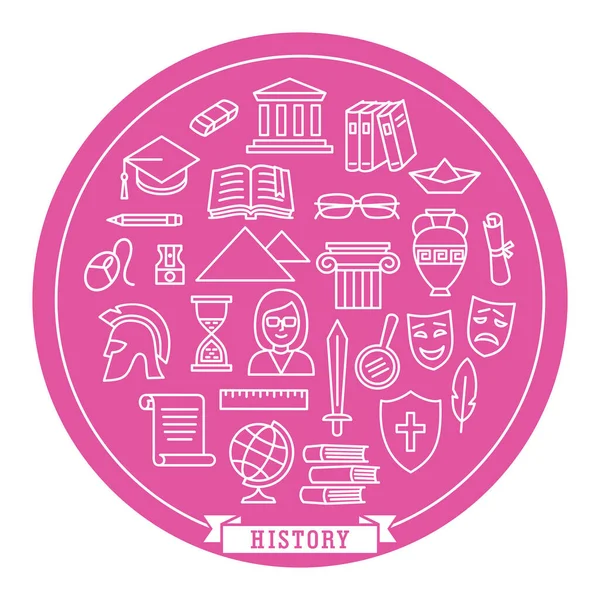 Historie Školy Vzdělávání Ikona Stiker Stylu Řádku Kruh Tamplete Logo — Stockový vektor