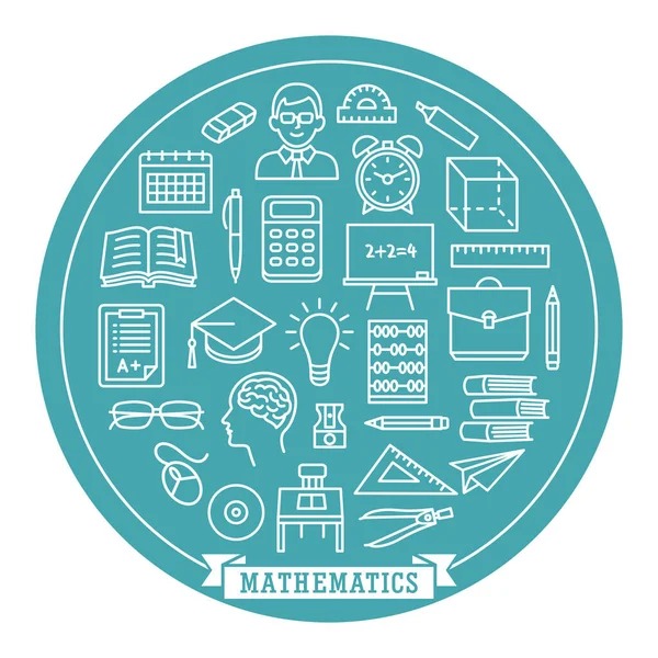 Adesivo Ícone Educação Escolar Matemática Tamplete Círculo Estilo Linha Logotipo — Vetor de Stock