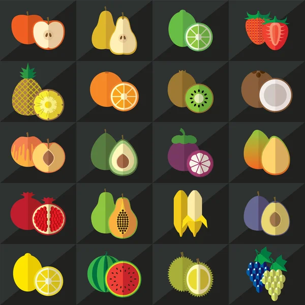 Conjunto de iconos de frutas vector — Archivo Imágenes Vectoriales