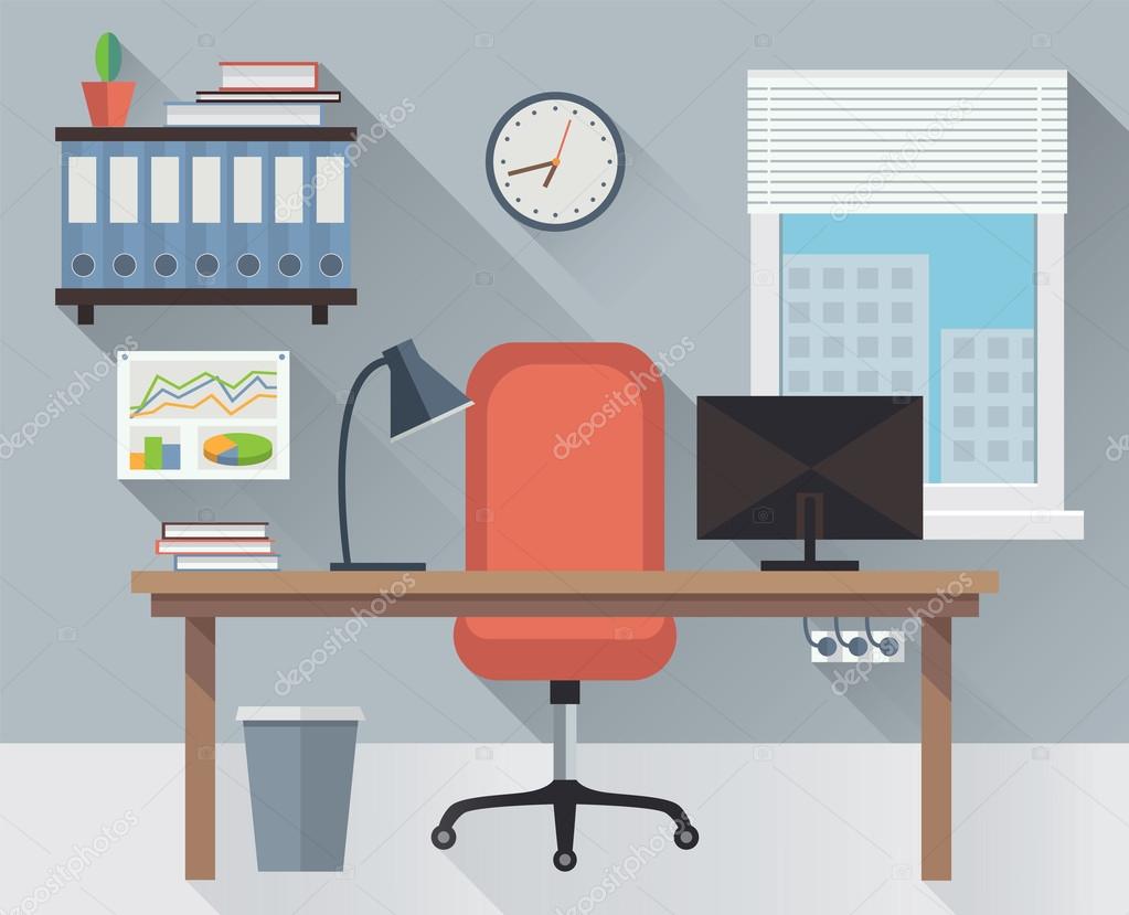 Interior office workplace vector