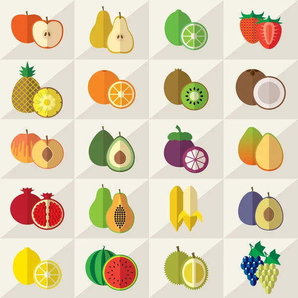 Conjunto de iconos de frutas vector — Vector de stock