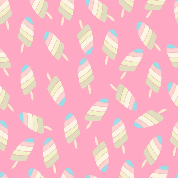Seamless Pattern Ice Cream Stick Pink Background Fruit Ice Vector — Stock Vector