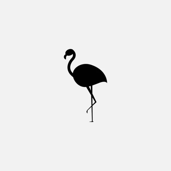 Zwart Silhouet Van Een Flamingo Een Witte Achtergrond Vector Geïsoleerd — Stockvector
