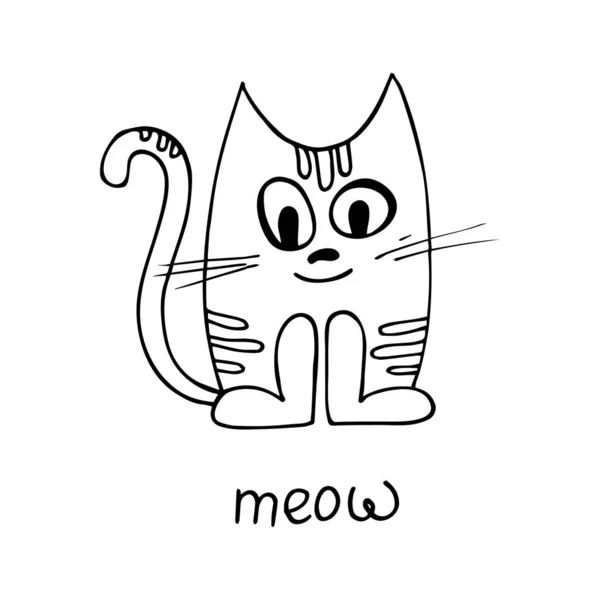 Gato Desenha Estilo Desenho Animado Isolado Sobre Fundo Branco Vector — Vetor de Stock