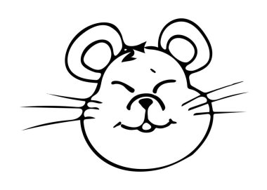 Fare. Elle çizilmiş. Karalamalar. Siyah ve beyaz. Şenlik dekorunun bir parçası. Kış gereçleri. Yeni yıl. Tatil kartları ve çıkartmalar için uygun.