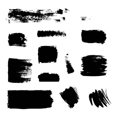 Boya vuruşları. Elle çizilmiş. Farklı şekiller ve hacimler. Vektör. Dekor ögesi