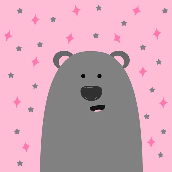 Γκρι Αρκούδα Υπέροχο Ζώο Βέκτορ Στοιχείο Διακόσμησης Παιδικές Απεικονίσεις — Διανυσματικό Αρχείο