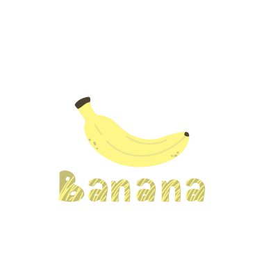 Çizgi film tarzında muz. Vektör görüntüsü. Beyazda izole edilmiş.