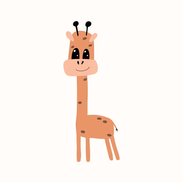 Giraffe Cartoon Stil Vektor Kinderillustration Wildes Tier Isoliert Über Weißem — Stockvektor