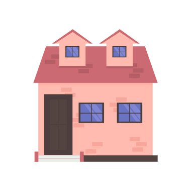 Pembe duvarlı vektör illüstrasyon evi. Beyaz bir arkaplanda izole edilmiş.