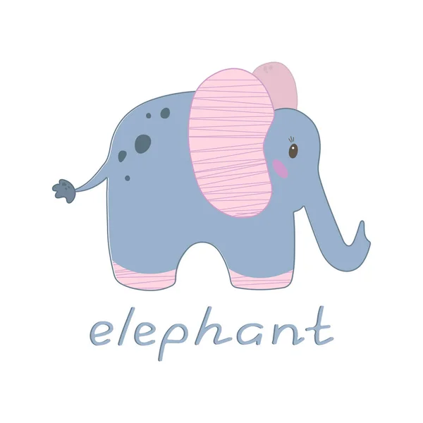 Vektor Warna Ilustrasi Anak Anak Dengan Gajah Poster Cetak Bayi - Stok Vektor