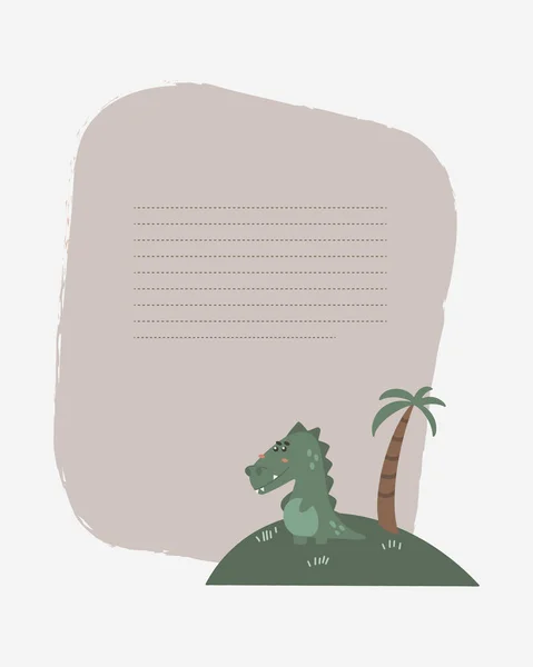 Vector Kinderkarte Mit Einem Krokodil Auf Der Insel Textvorlagen Für — Stockvektor