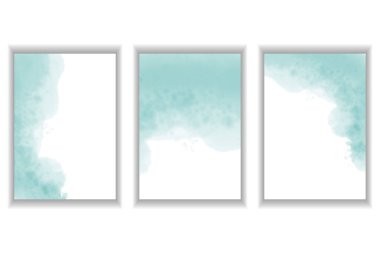 Suluboya lekeleri. Kartpostallar, davetiyeler, kartvizitler için şablonlar. Mavi rengin soyut vektör arkaplanı.