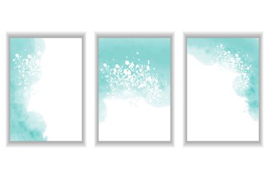 Davetiyeler için suluboya kartlar, tebrikler, kartvizitler. Vektör çizimleri kümesi