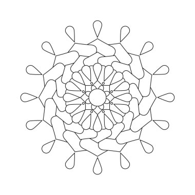 Mandala. Stres önleyici boyama kitabı. Mehendi 'nin şablonu. Orijinal çizim. Vektör çizimi. Beyaz bir arkaplanda izole edilmiş